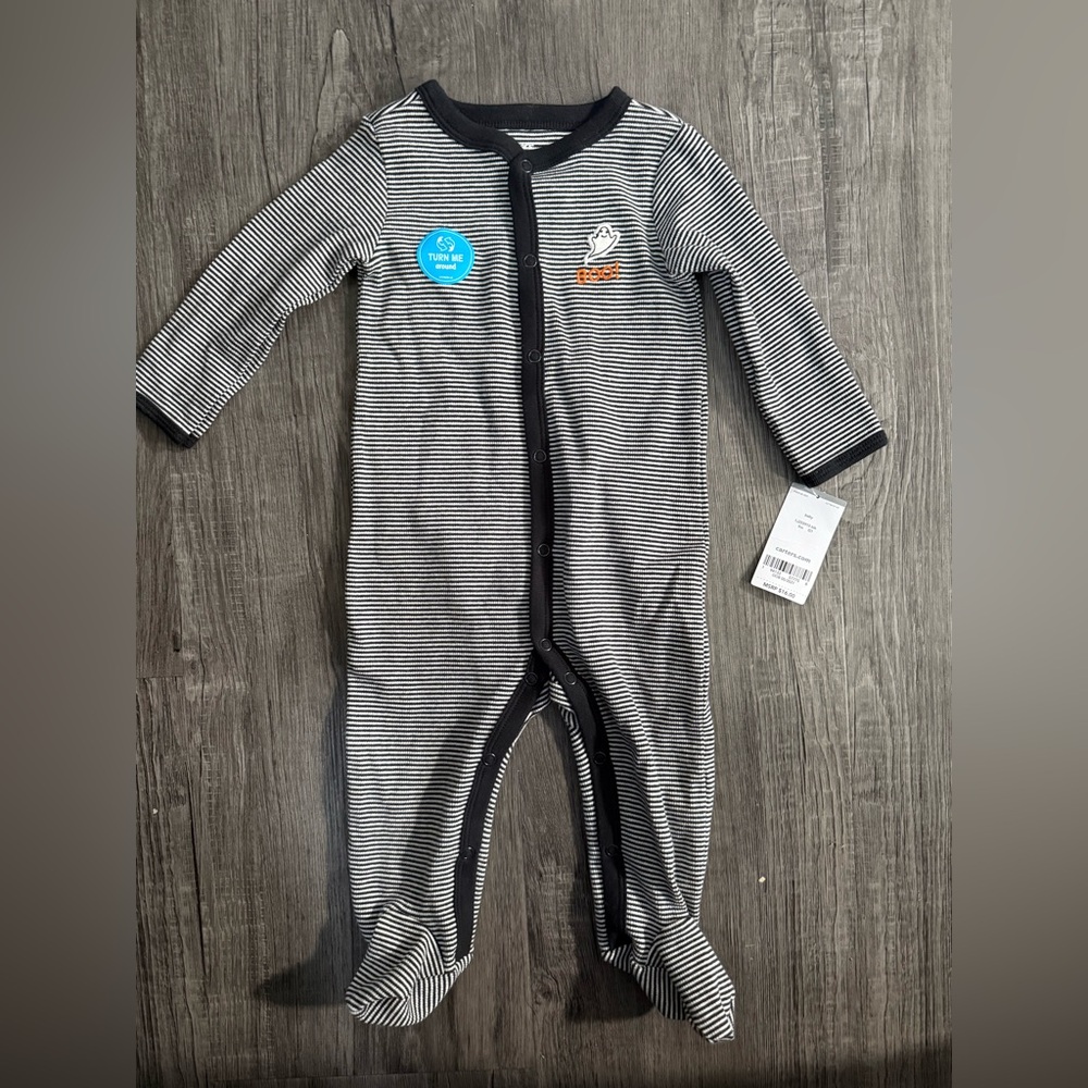 Carter's Black and White Striped Halloween Outfit